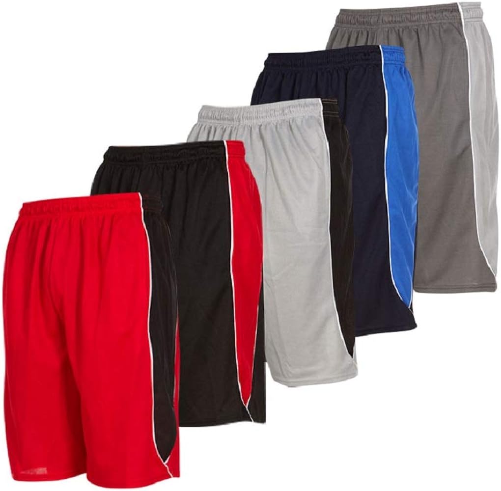 DARESAY Mens Athletic Shorts with Pockets, Workout Active Performance Shorts - 5 Pack