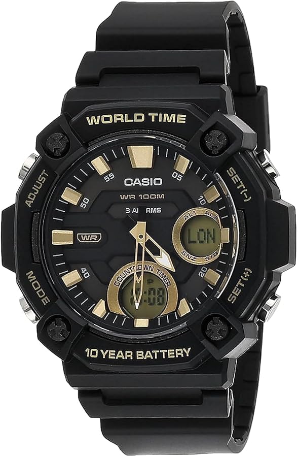 Casio 10 Year Battery World Time Countdown Timer Analog-Digital Watch (Model: AEQ-120W-9AV)