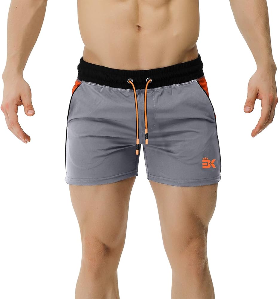 BROKIG Men's 5" Gym Bodybuilding Shorts Running Workout Lightweight Shorts Elastic Waistband with Pockets