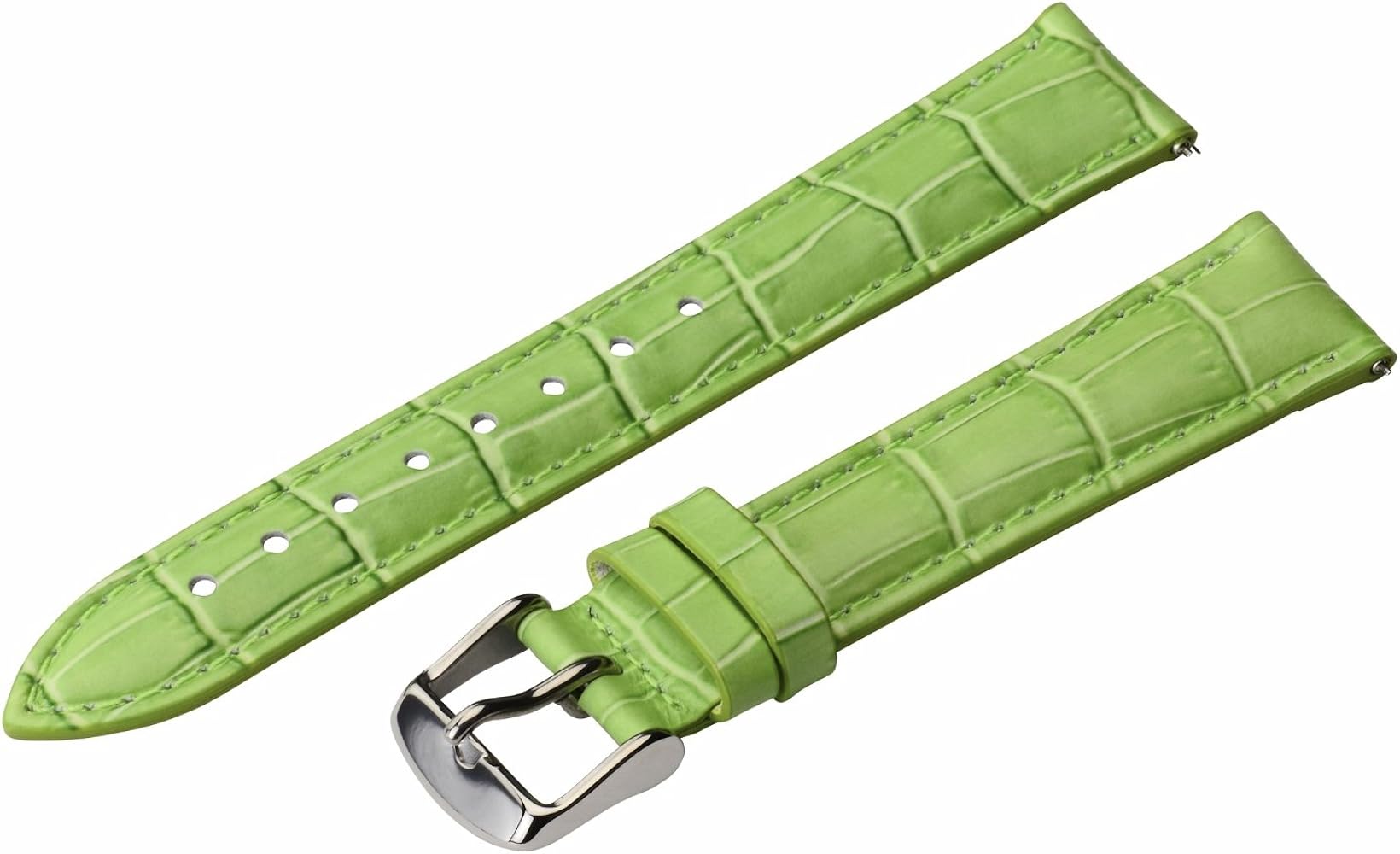 Clockwork Synergy - 2 Piece Ss Leather Classic Croco Grain Interchangeable Replacement Watch Band Strap 16mm - Grass Green - Men Women