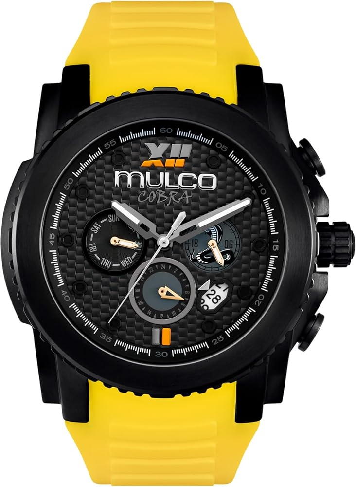 MULCO Watches for Men - Evol, Stainless Steel Case with Wrist Silicone Band, Quartz Multifunctional Movement, Large Face Premium Analog Display, 100m Water Resistant - Waterproof