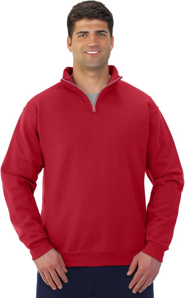 Jerzees Adult 8 oz. NuBlend® Quarter-Zip Cadet Collar Sweatshirt M TRUE RED