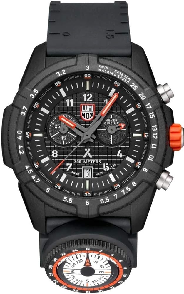 Luminox - Bear Grylls Survival Explorer Watch XB.3782.MI Land Series - Mens Watch 45mm Black Carbonox Case Black Dial Black Genuine Rubber Strap - 200 M Water Resistant - Chronograph Date - Swiss