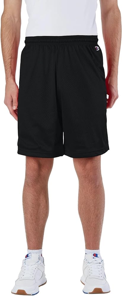 Champion Men's Polyester Mesh 9" Athletic Shorts Without Pockets, Black, 2X-Large