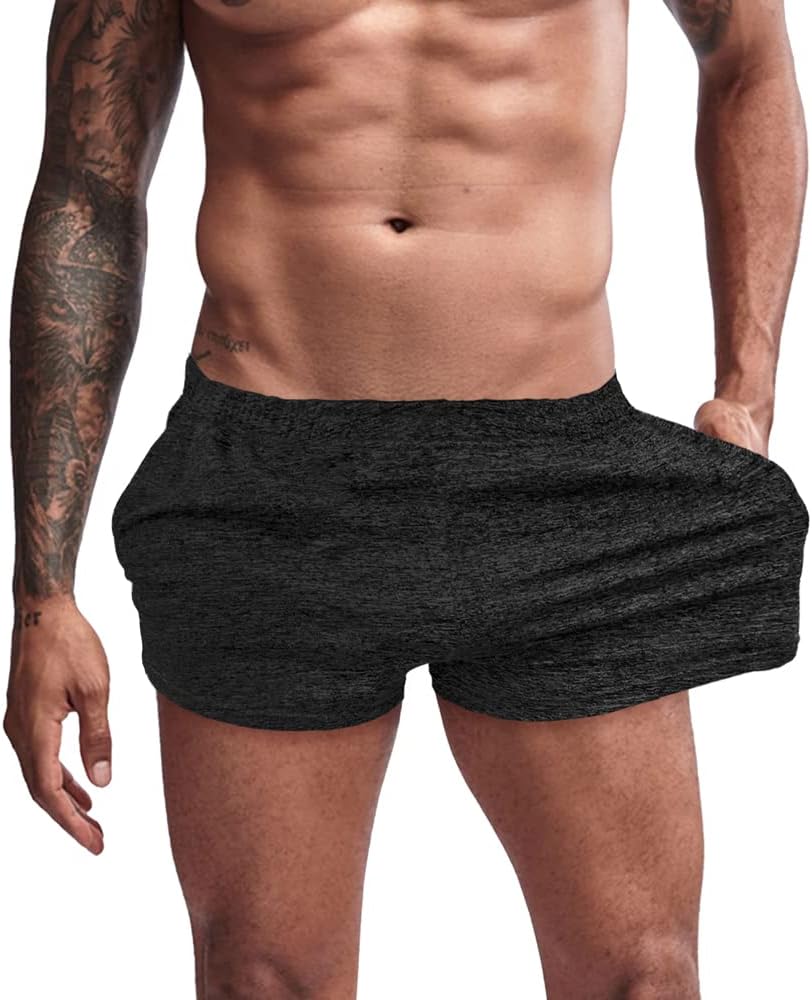 Men's Bodybuilding Shorts 3 Inch Inseam Workout Training Muscle Short Shorts Stretch Quick Dry