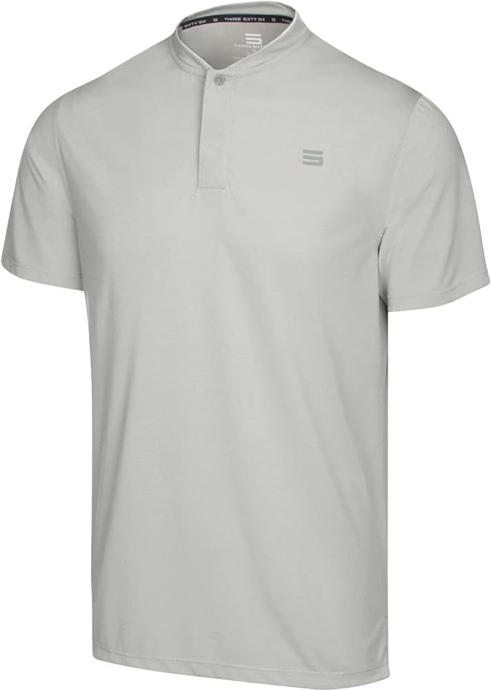 Three Sixty Six Quick Dry Collarless Golf Shirts for Men - Short Sleeve Casual Polo, Stretch Fabric