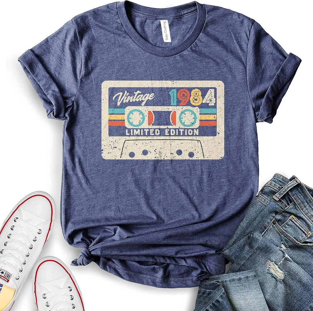 ROKO CLOTHING Vintage 1984 Cassette Limited and Vintage Edition T-Shirt Printed Graphic Tees Gifts for Men and Women