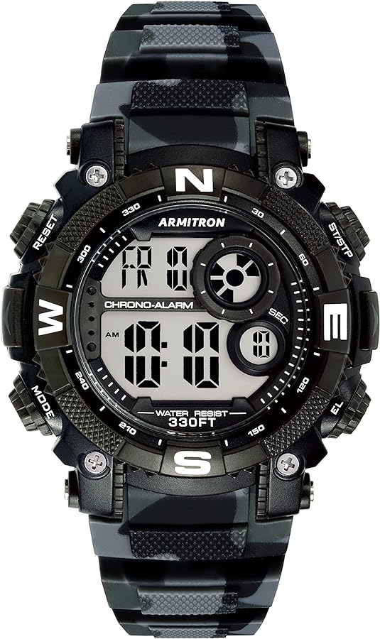 Armitron Sport Men's Quartz Sport Watch with Plastic Strap, Black, 22 (Model: 40/8284CBK)