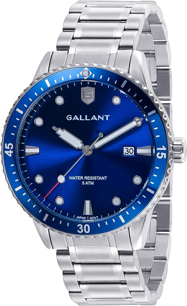 G GALLANT Mens Watch Quartz Analog Watches with Stainless Steel Band Metal Wrist Watch for Men Calendar Date 5ATM Waterproof Watches Business Casual Dress