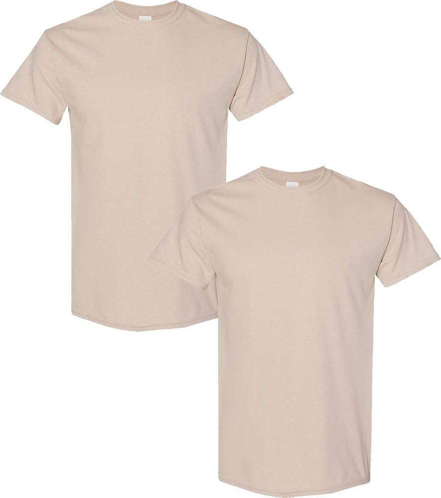 Gildan Men's Heavy Cotton T-Shirt, Style G5000, 2-Pack XL-Sand