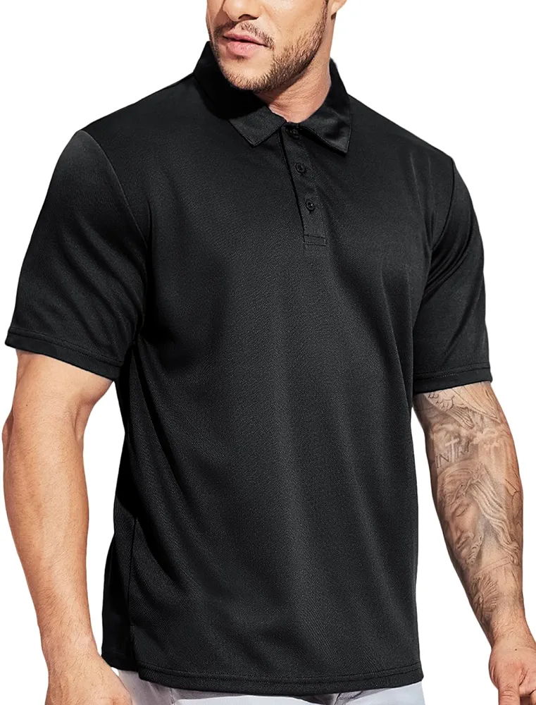 MIER Men's Quick Dry Polo Shirts Polyester Casual Collared Shirts Short Sleeve, Moisture-Wicking, Sun Protection