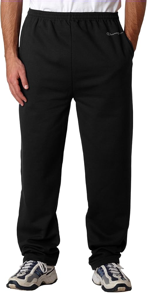 Champion 9 oz 50/50 Men's Open Bottom Pant, black, Medium