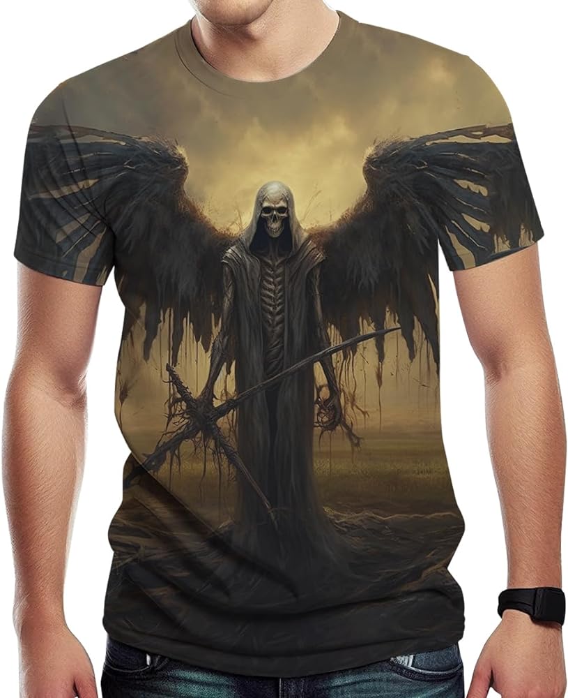 Men's Summer Gothic Skeleton Short Sleeve Retro Skull T-Shirts Tee