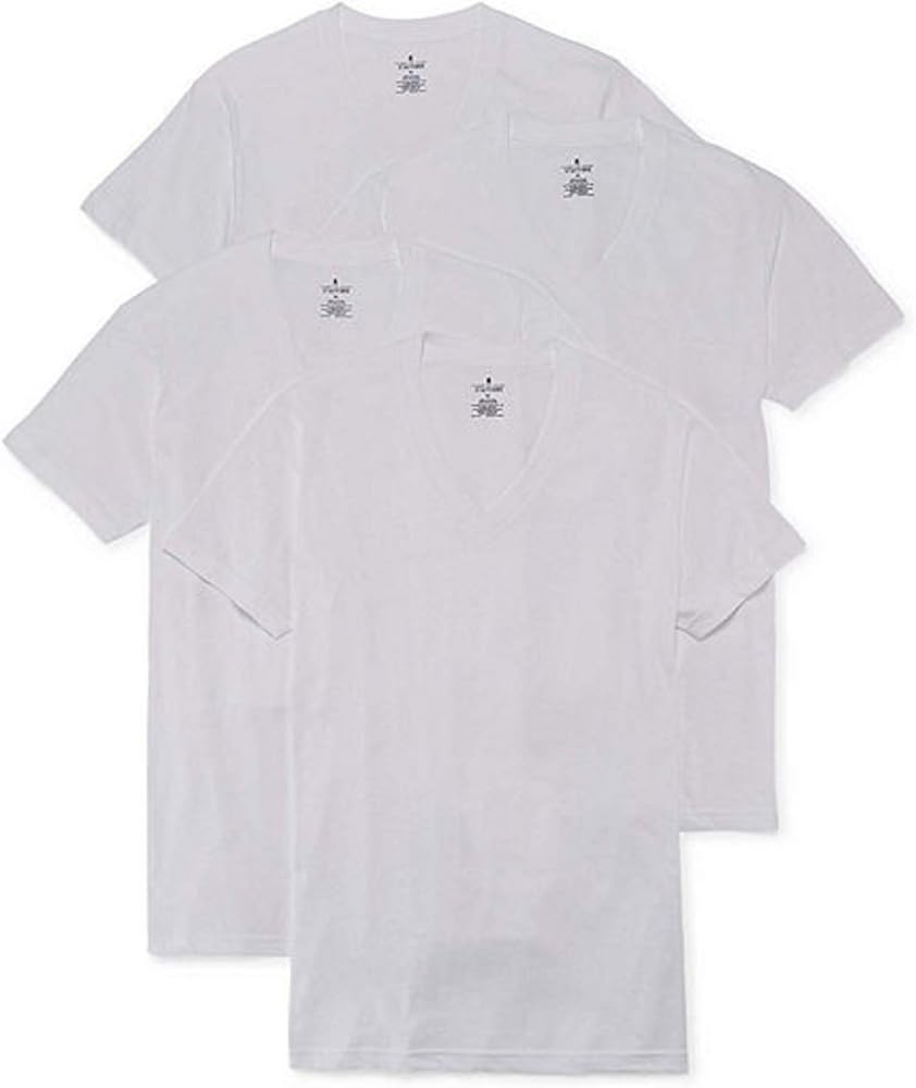 Stafford 4-Pack Men's Blended Cotton V-Neck T-Shirts White