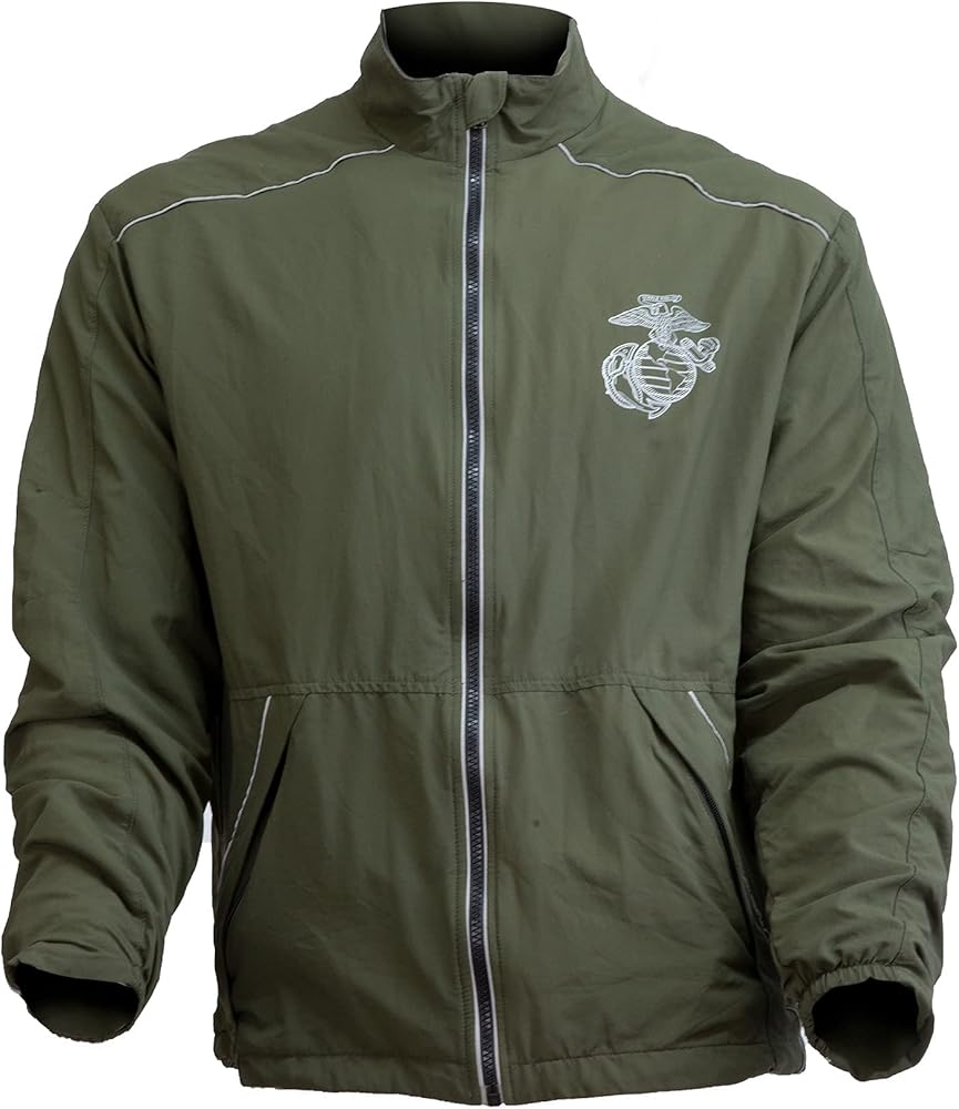 GI NB US Men's USMC Physical Training Jacket, Moisture-Wicking, Lightweight, Water-Resistant, Olive Drab, Made in USA…