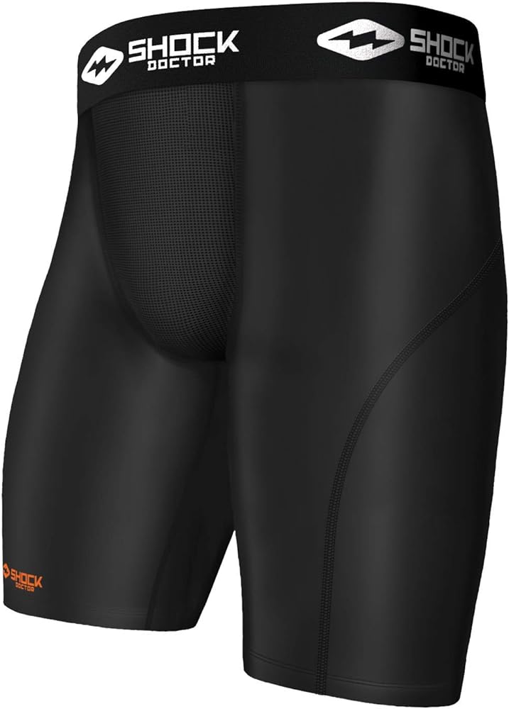 Shock Doctor Compression Shorts with Cup Pocket. Athletic Supporter Underwear with Pocket (Cup NOT Included) Adult