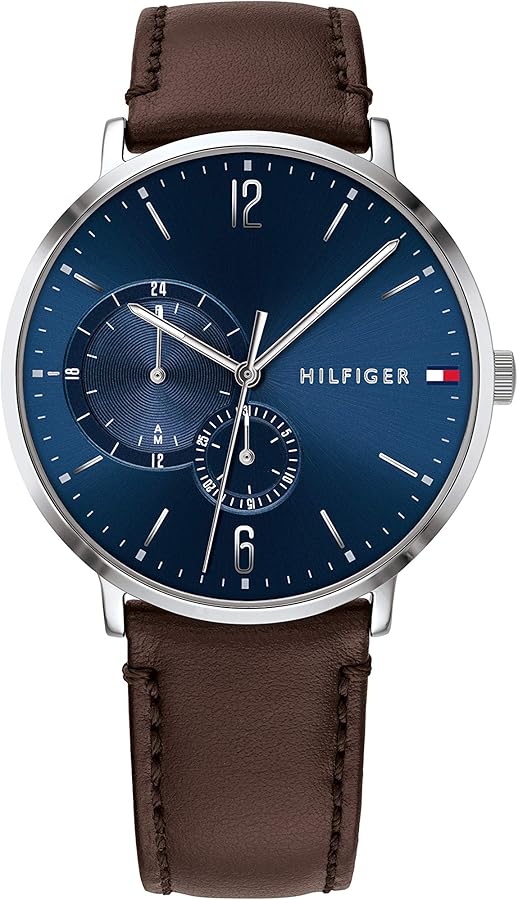 Tommy Hilfiger Men's Quartz Stainless Steel and Leather Strap Casual Watch, Color: Brown (Model: 1791508)