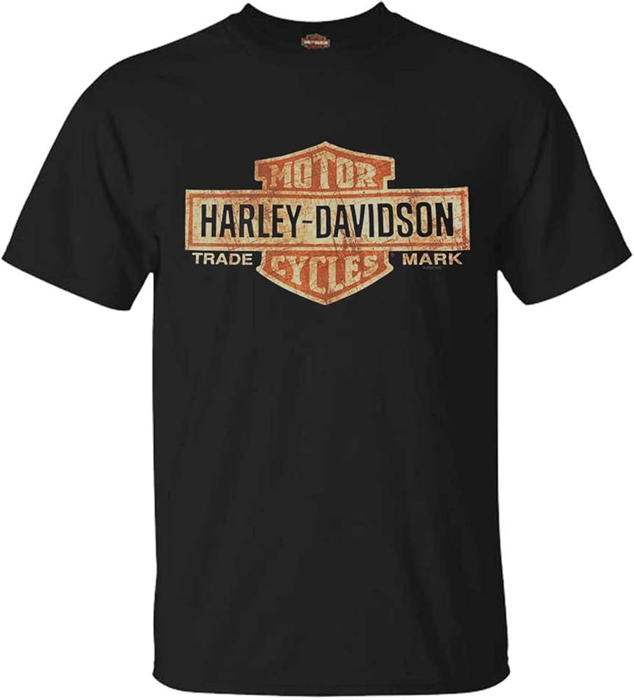 Harley-Davidson Men's Distressed Elongated Bar & Shield Black T-Shirt 30296553