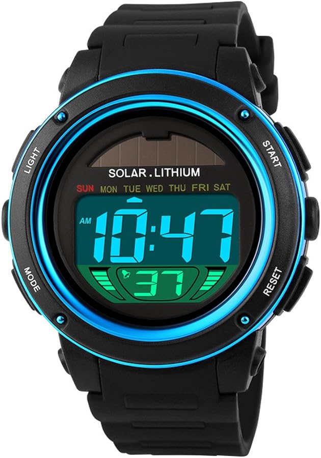 MASTOP Solar Watch Neutral LED Digital Watch Military Waterproof Sports Watch Black