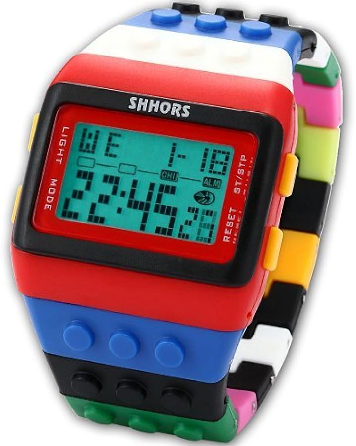 Rainbow Building Blocks Digital LED Light Ladies Men's Waterproof Sport Watch LED087