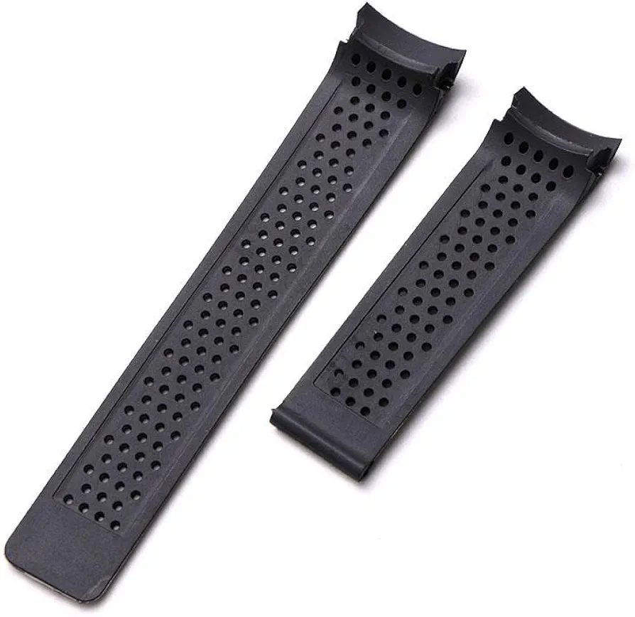 22mm 24mm Rubber Waterproof Watch Band for TAG HEUER Carrera Men Women Watch Strap Watch Bracelet Belt (Color : Preto, Size : 22mm Silver Buckle)