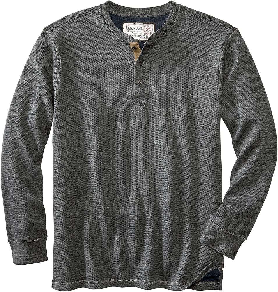 Legendary Whitetails Men's Tough as Buck Double Layer Thermal Henley Shirt-Casual Long Sleeve Waffle Knit Regular Fit