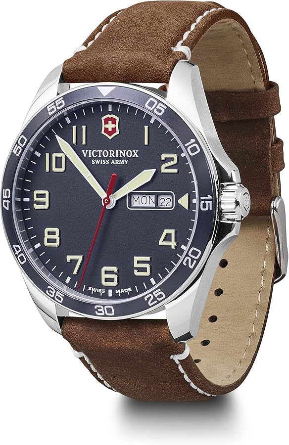 Victorinox FieldForce Men's Watch Analogue Quartz Watch 100M Water Resistant Case Diameter 42mm Band 21mm, Brown, Herren Standard, Stripes