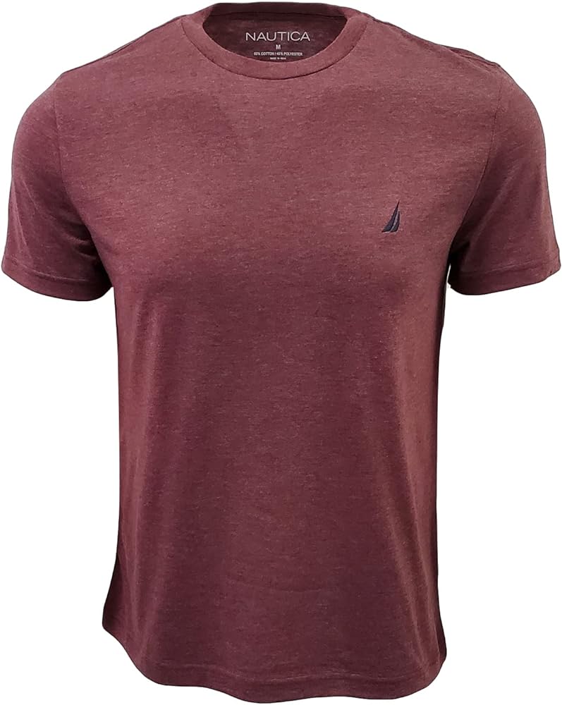 Nautica Mens Short Sleeve Solid Crew Neck T-Shirt (X-Large, Burgundy Heather)