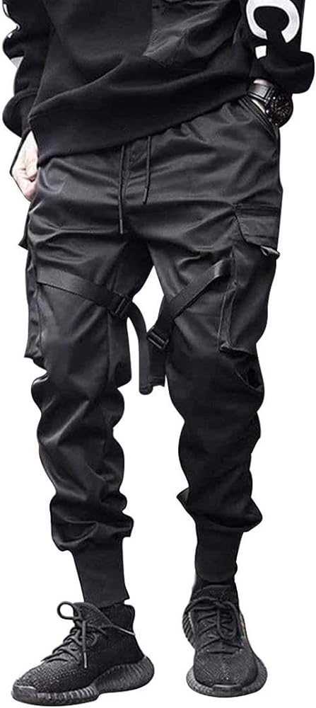 Men's Jogger Pants Techwear Hip Hop Harem Pants Fashion Casual Streetwear Tactical Track Pants with Drawstring