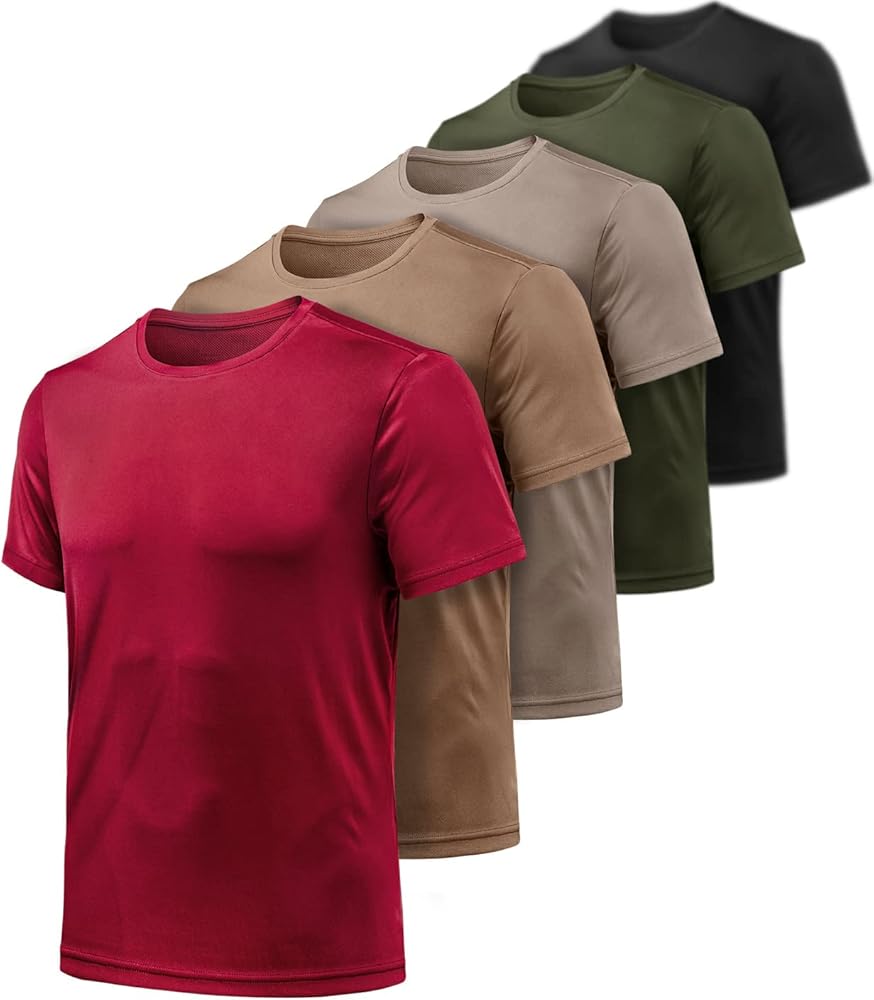 ATHLIO 2, 3 or 5 Pack Men's Workout Running Shirts, Sun Protection Quick Dry Athletic Shirts, Short Sleeve Gym T-Shirts