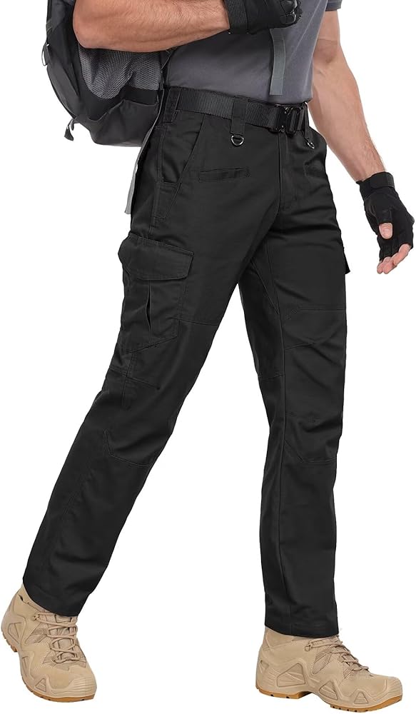 Men's Cargo Pants Ripstop Water Resistant Hiking Work Pants Outdoor Multi Pockets Army Tactical Pants (Not Belt)