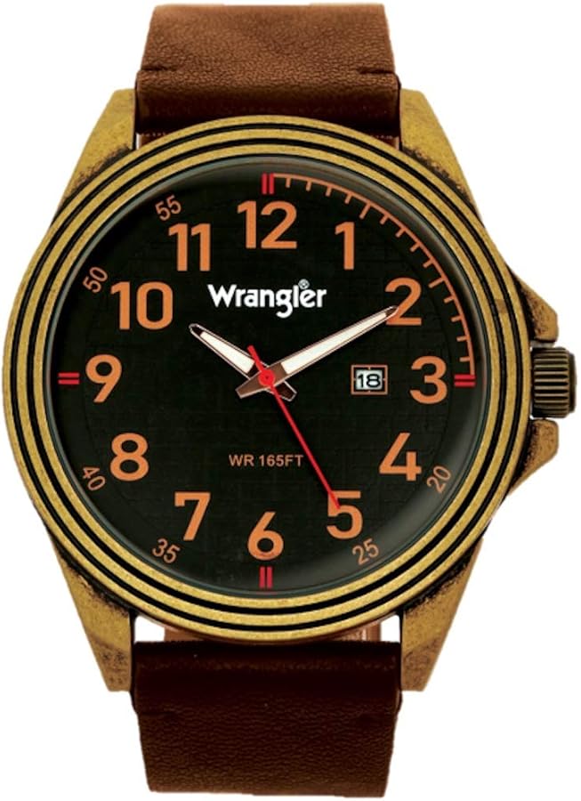 Wrangler Mens Dark Brown/Gold Watch 48mm Black