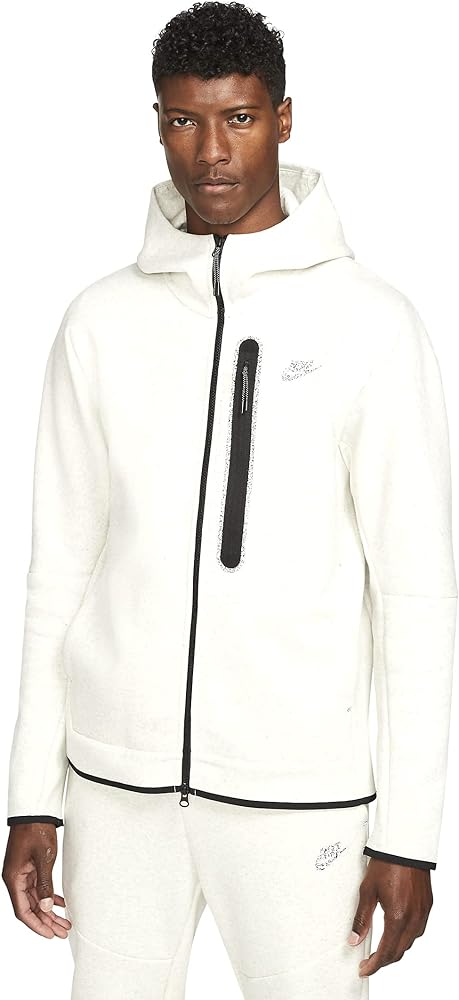 Nike Men's White/Heather Tech Fleece Full Zip Hoodie - 2XL