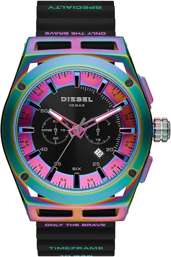 Diesel Timeframe Men's Dive-Inspired Sports Watch with Chronograph Display and Stainless Steel Bracelet or Silicone Band