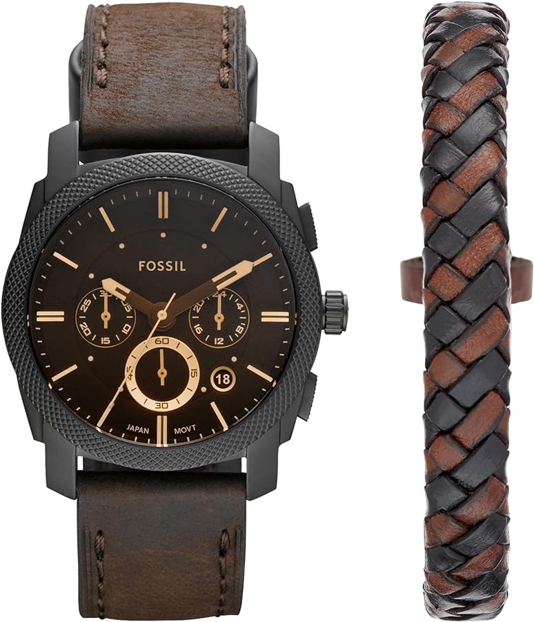 Fossil Machine Men's Watch with Stainless Steel or Leather Band, Chronograph or Analog Watch Display