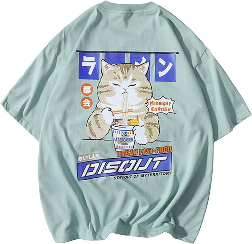 Aelfric Eden Oversized Cat Graphic Tees Men Streetwear Casual Summer Tops Unisex T-Shirt