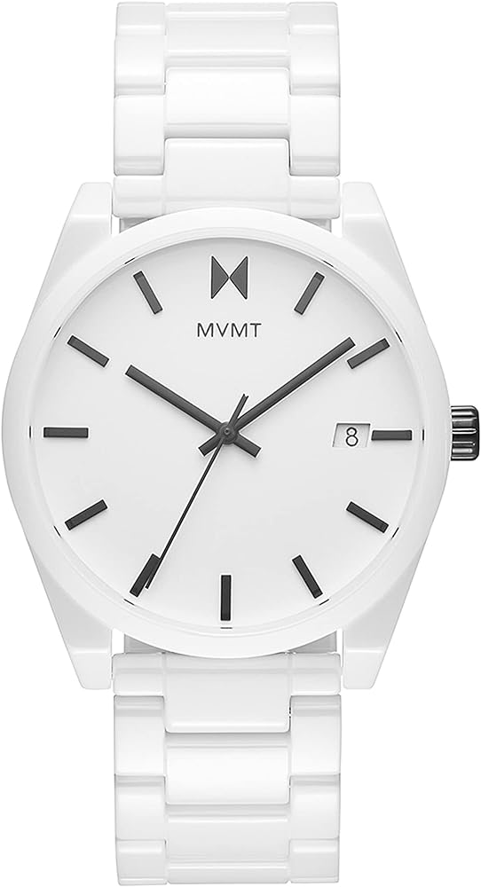 MVMT Element Men's Gloss White Ceramic Case Watch with White Ceramic Bracelet