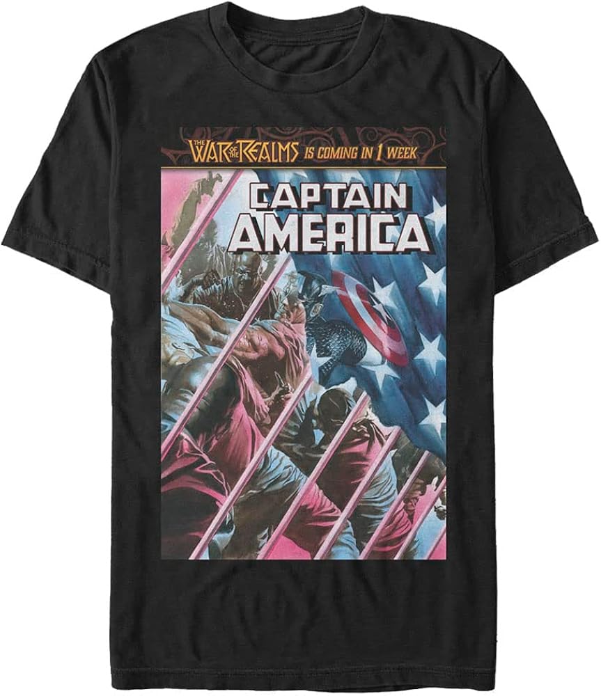 Marvel Big & Tall Classic Captain America Men's Tops Short Sleeve Tee Shirt, Black, 4X-Large