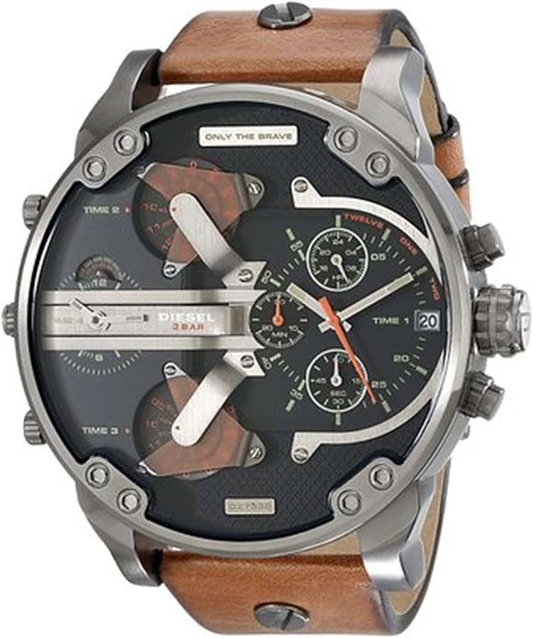 Diesel Men's DZ7332 Mr Daddy 2.0 Gunmetal Brown Leather Watch