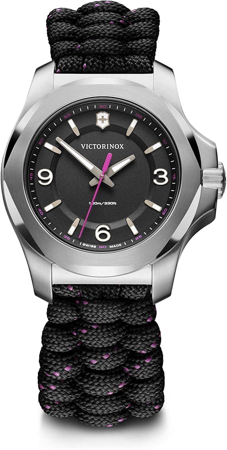 Victorinox I.N.O.X. V, Black dial, Silver Bezel, Black Paracord Strap