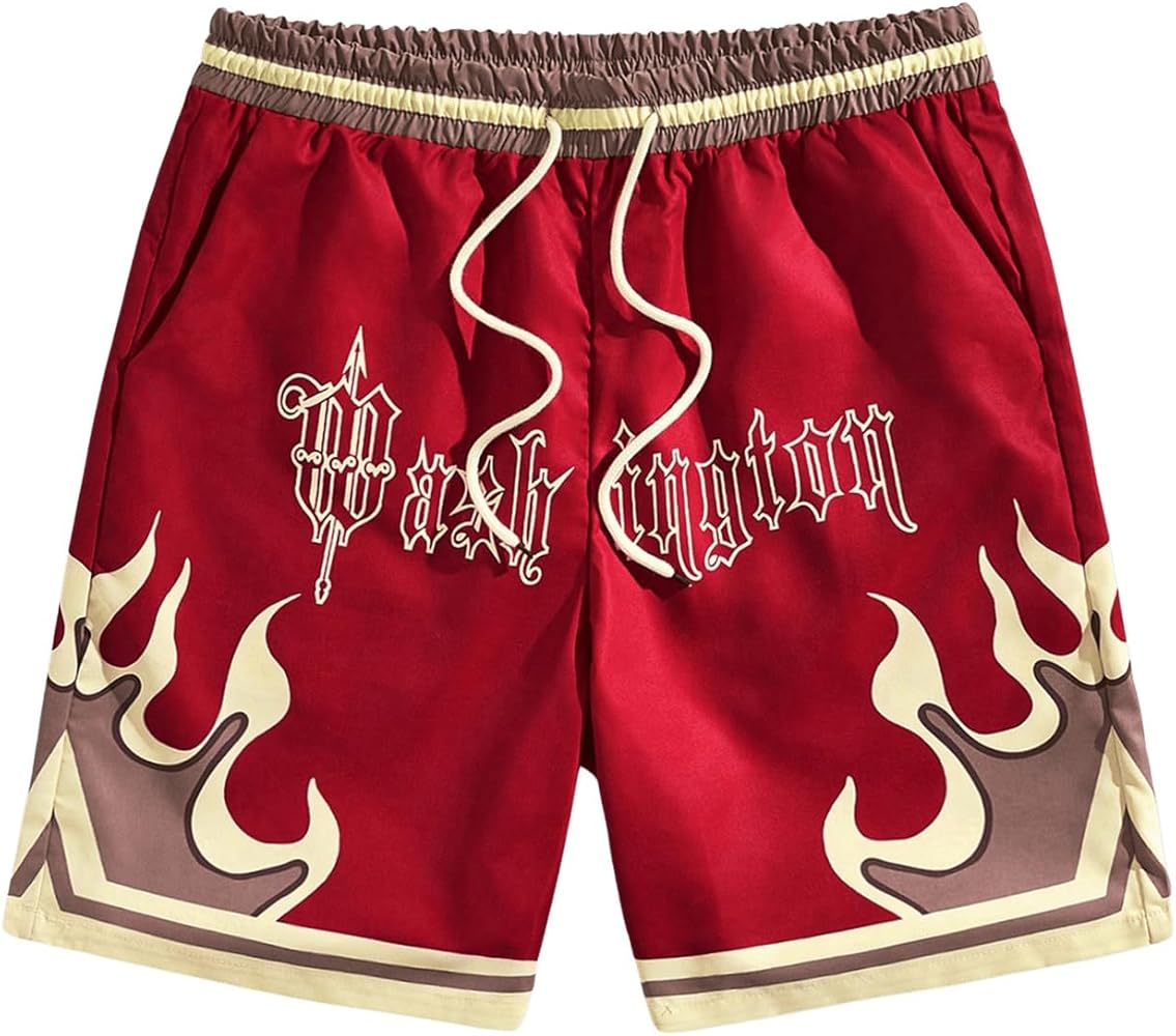 SOLY HUX Men's Graphic Shorts Straight Leg Shorts Streetwear Athletic Running Short Pants