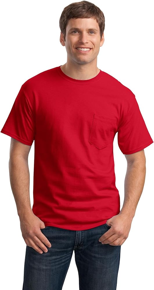 Hanes 6.1 oz. Tagless ComfortSoft Pocket T-Shirt, 2XL, DEEP RED