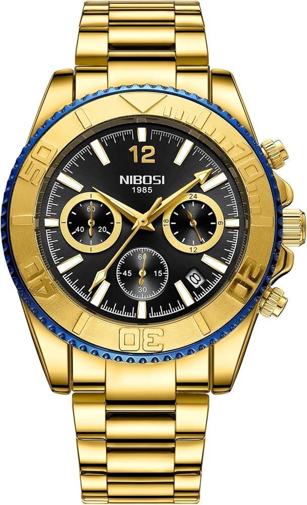 NIBOSI Men Watches Analog Quartz Watches for Men Business Wrist Watch with Stainless Steel Band Waterproof Chronograph Watch Auto Date