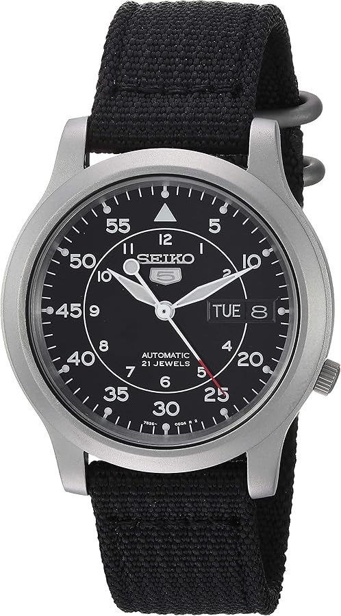 SEIKO Men's SNK809 5 Automatic Stainless Steel Watch with Black Canvas Strap