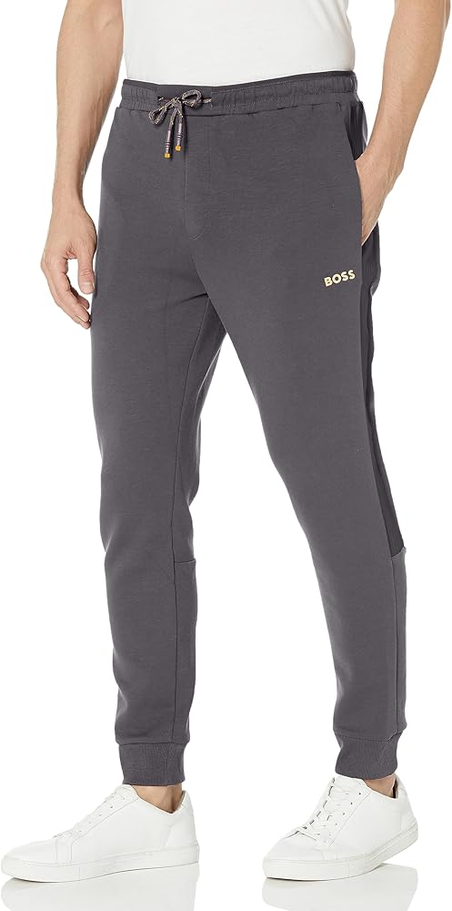 BOSS Men's Sporty Tape Design Regular Fit Cotton Sweatpants