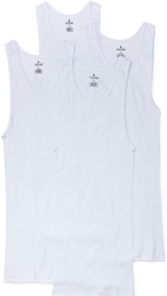 Stafford 4-Pack Men's 100% Cotton Ribbed Tank Top Shirts White