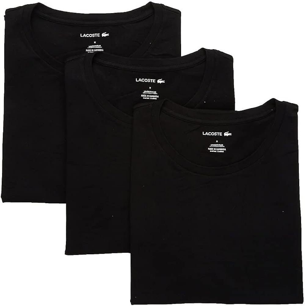 Lacoste Men's Essentials 3 Pack 100% Cotton Slim Fit Crewneck T-shirts