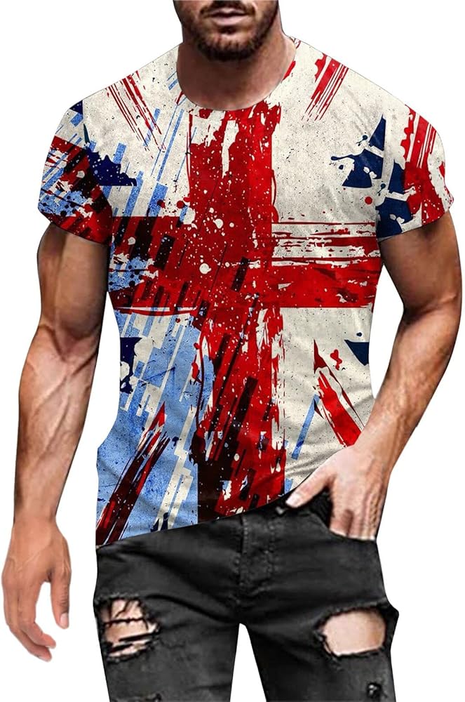 Retro Union Jack Vintage British Flag T-Shirt for Men Great Britain UK T-Shirt Casual Short Sleeve Tee Shirts Summer Tee Tops