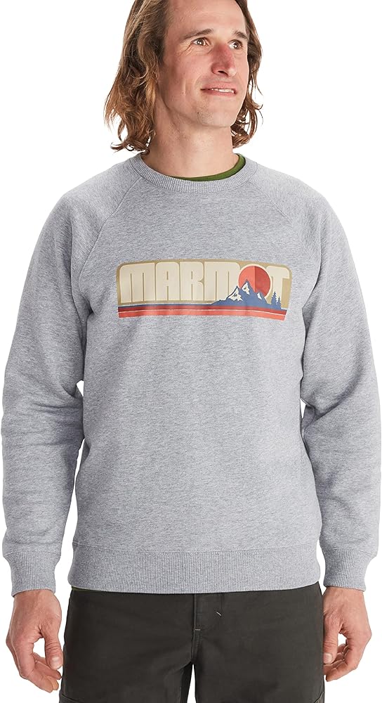 MARMOT Men's Montane Crew Sweatshirt - Screen Printed Graphic on Warm, Breathable, Eco-Friendly Cotton/Poly Blend