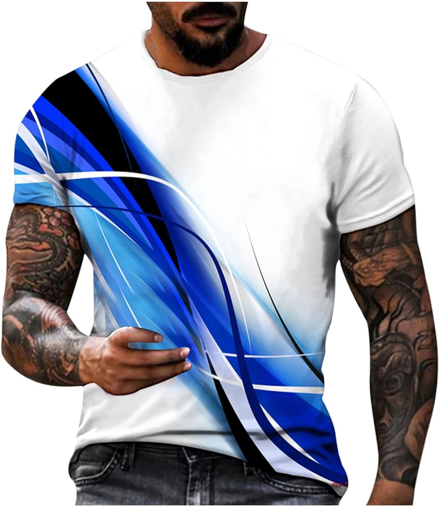 Designer Graphic Tees Men 2024 Fashion Digital Print Pullover Top Summer Sport Fitness Short Sleeve Tee Shirt Blouse